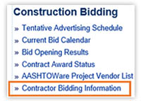 image of Construction Bidding menu