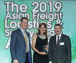 receiving the award at the 2019 Asian Freight, Logistics & Supply Chain Awards