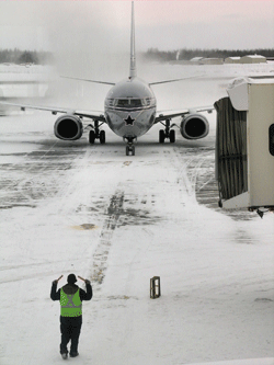 jet arriving at FAI