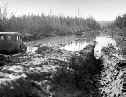 Spring breakup on the Alaska Highway, ca. 1946-1960