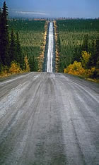 A downhill stretch on the Dalton Highway.