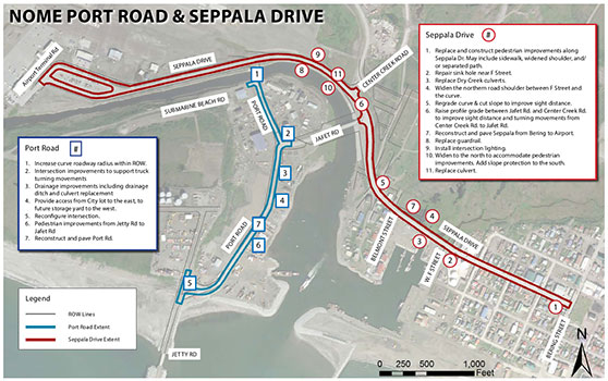 image:Nome Port Road & Seppala Drive proposed project areas project study image