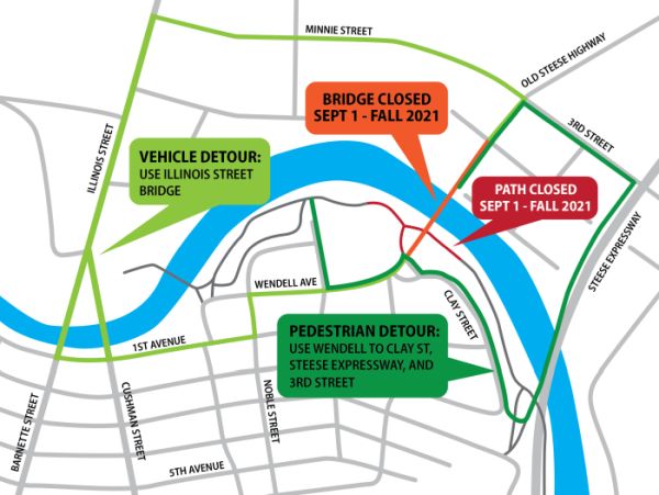 Wendell Detour Bridge map