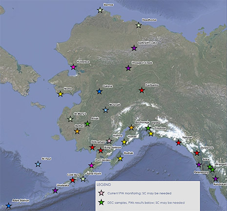 Map of PFAS locations in Alaska