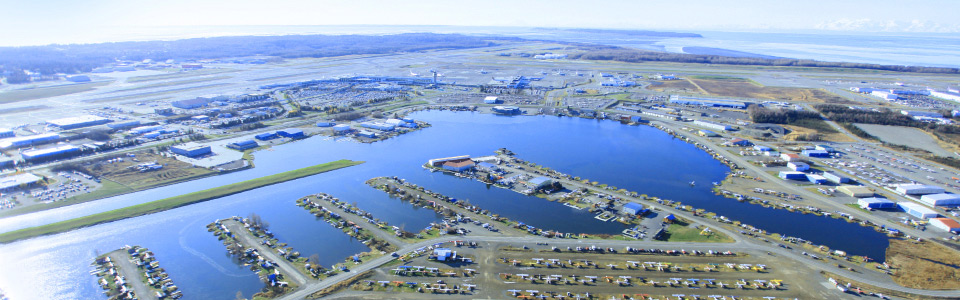 Photo banner of Lake Hood from a bird's eye view