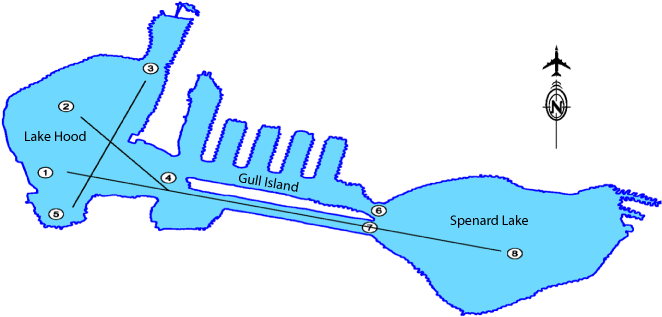 map of lake hood showing ice measurement locations