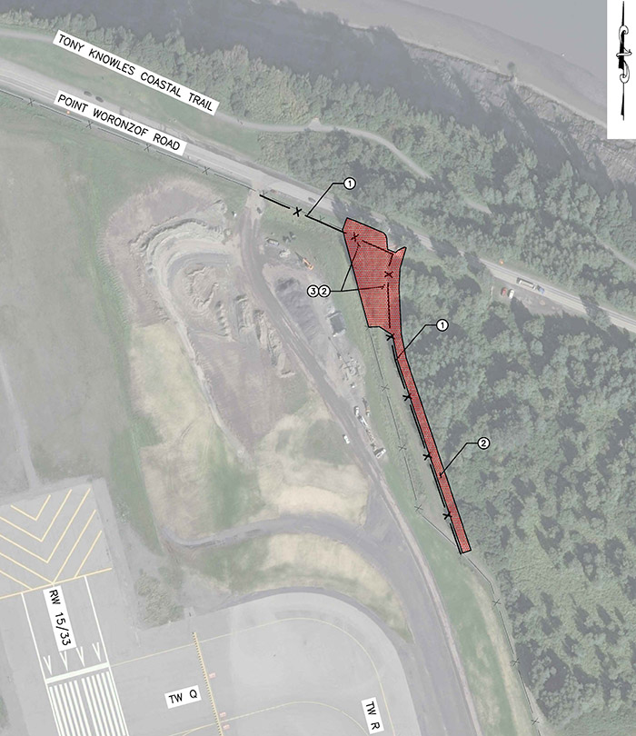 overhead image of ANC area with security fencing improvement needs