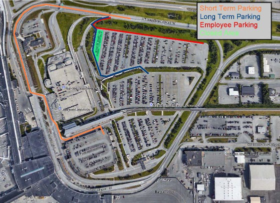 overhead map of parking areas at ANC