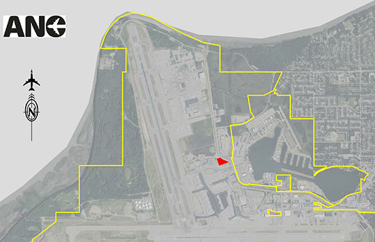 new ATC Tower location on a map of ANC airport