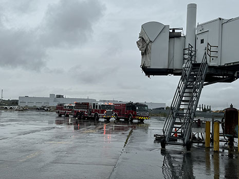 Triennial response exercise showing emergency vehicles on the tarmac