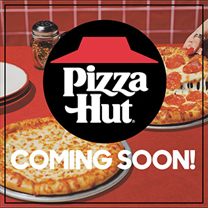 Pizza Hut business logo and coming soon text