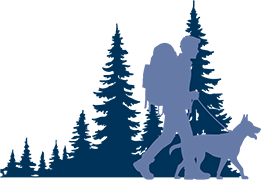 icon of a hiker and dog