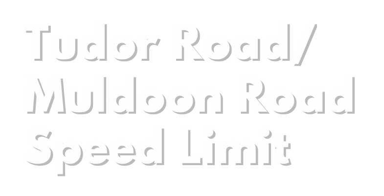 banner stating Tudor Road / Muldoon Road Speed Limit