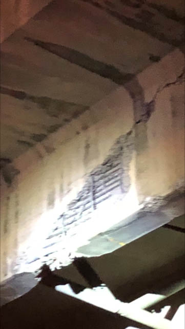 photo Damage from Jan 3 bridge strike on Seward Highway, Tudor Road Overpass 