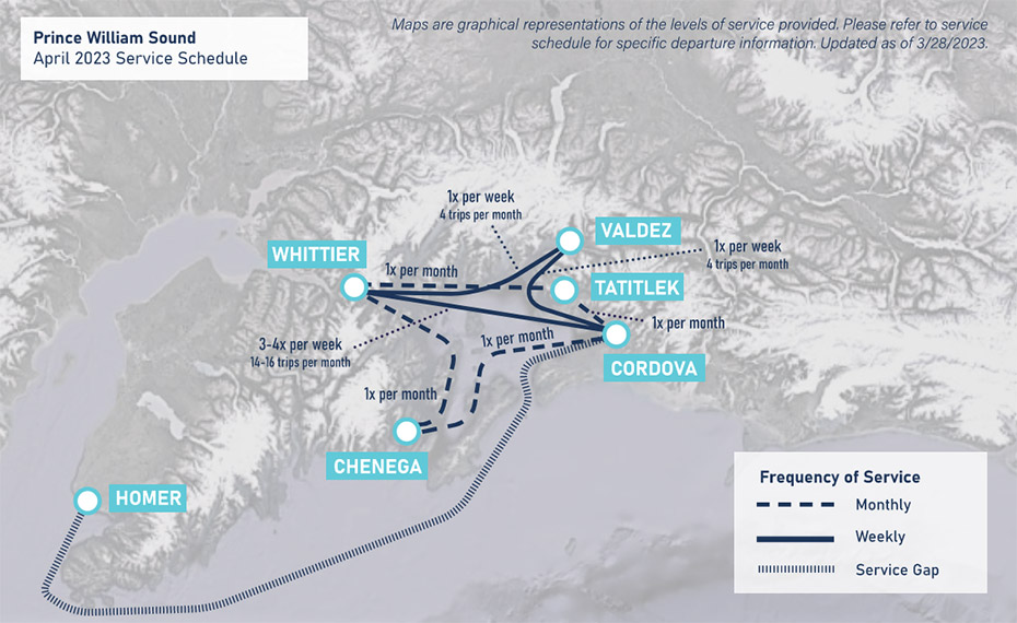 Prince William Sound March 2023 Service Schedule