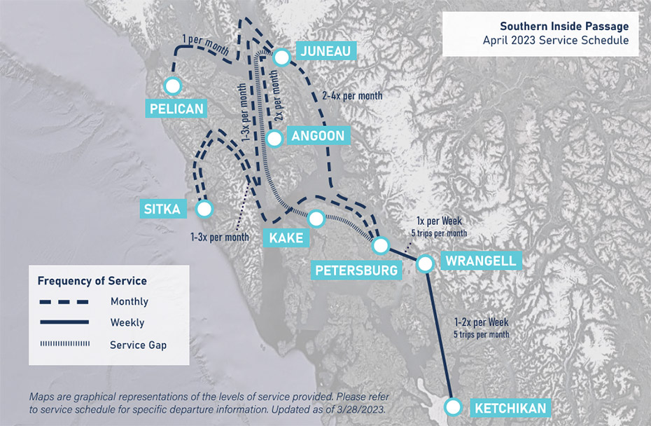 Southern Inside Passage March 2023 Service Schedule