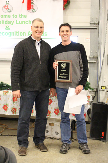 Commissioner  Luiken presents Jeff Jenkins with the 2016 Southcoast Region Employee of the Year award