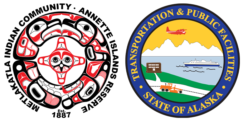 image: Metlakatla Indian Community logo and Alaska DOT&PF logo