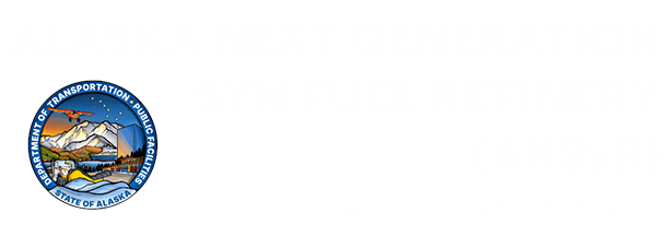 banner with the text Alaska Next Generation Syn Fuel Refinery (ANSyR) Synthetic Aviation Fuel