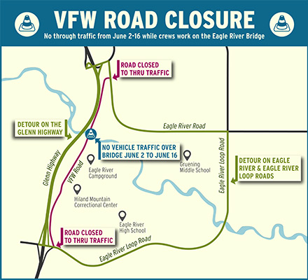 map view of the road closure within the project area