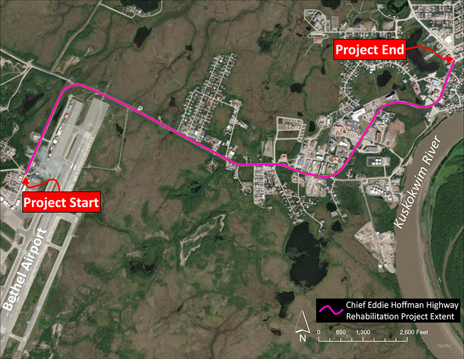 satellite view of Bethel showing project area