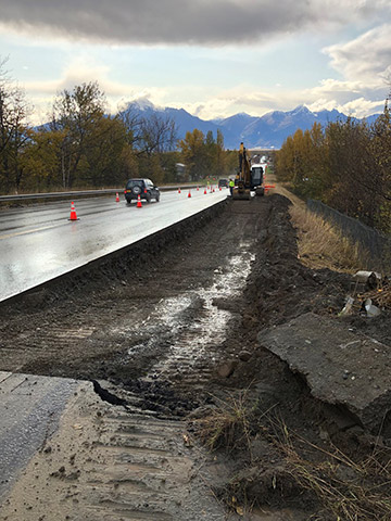 Emergency repairs before winter on the Glenn Highway near Arctic Avenue.
