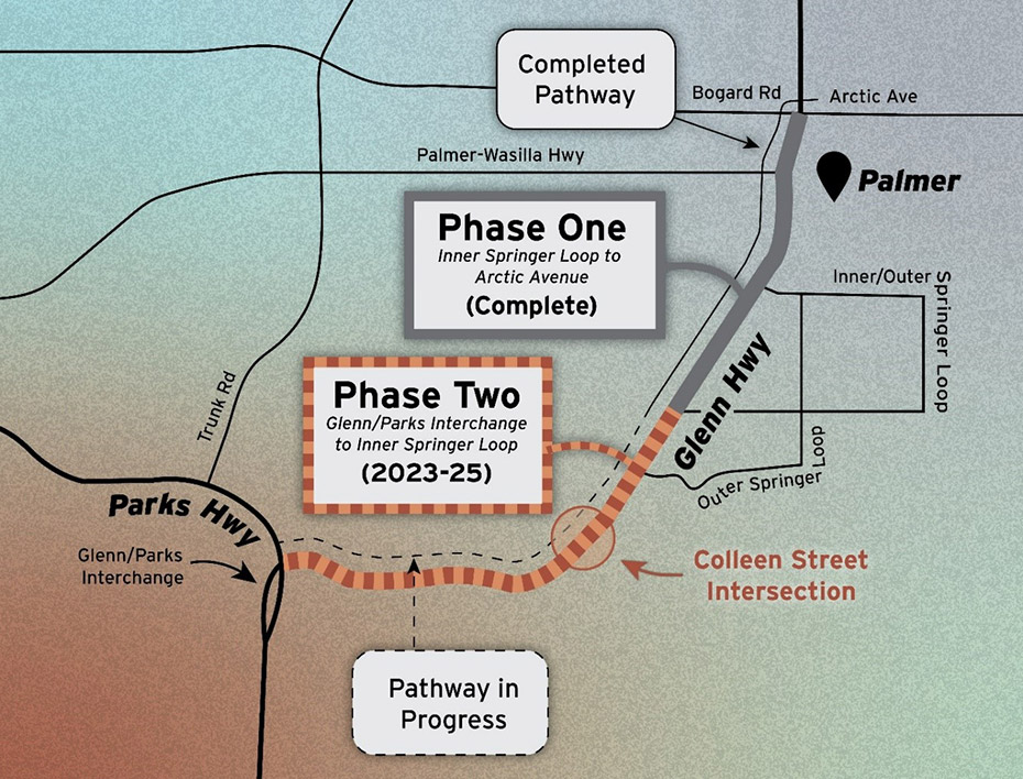 A graphic showing the project area and construction phasing