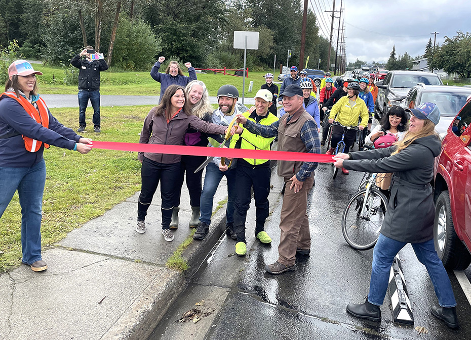 Ribbon Cutting Ceremony from the 2023 Pine/McCarrey Protected Bike Lane Pilot