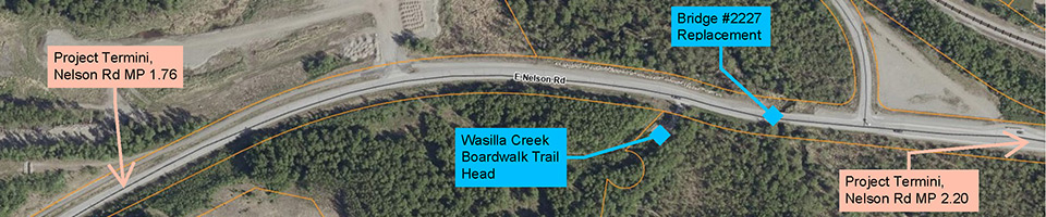 Satellite map view of Trunk Road with notations