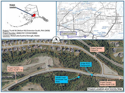 map view of the affected roadways