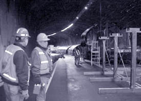 The ice and water control liner was assembled in Portage Lake Tunnel for use in the Anton Anderson Memorial Tunnel. 