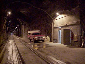 Vehicle turnout for emergency stopping in Anton Anderson  Memorial Tunnel. April 2000 