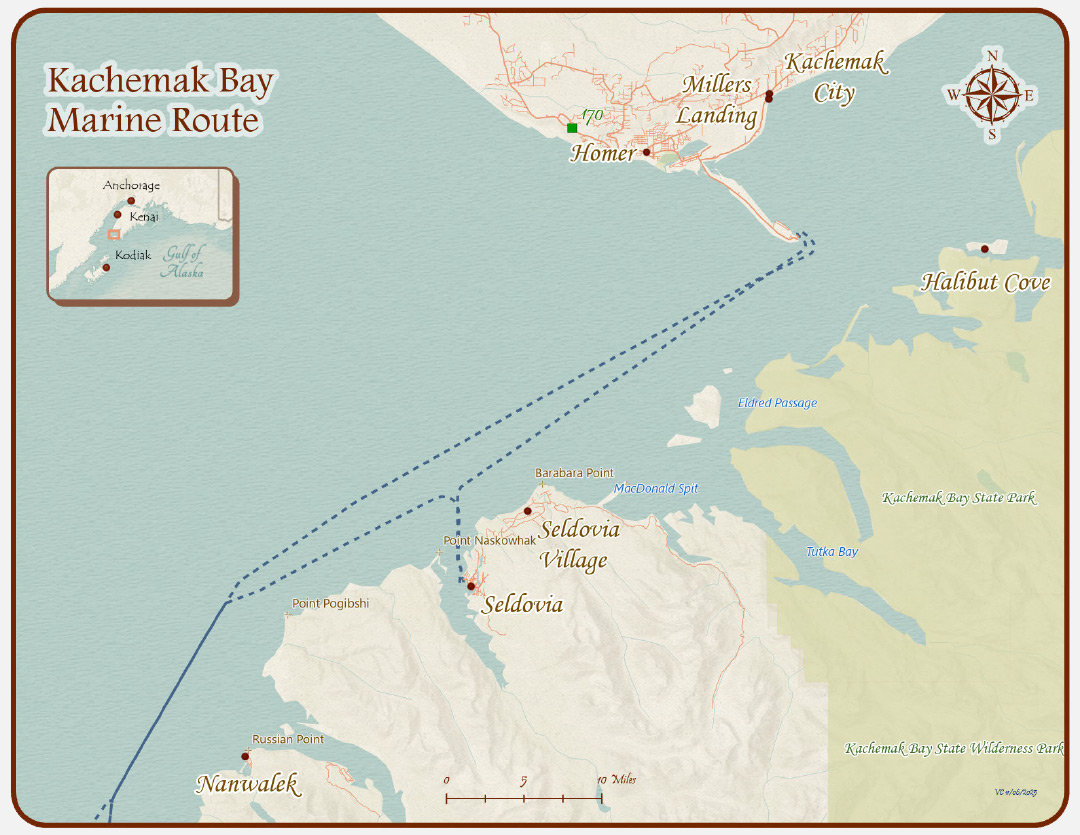 map of the Katchemak Bay Marine Route