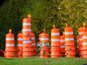 Traffic barricades, Dimond Boulevard