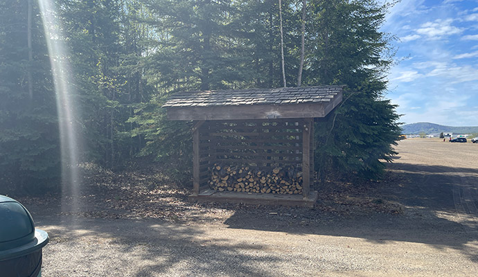 Photo of the firewood storage bin at the airpark, the long term parking area with facilities at Fairbanks International Airport