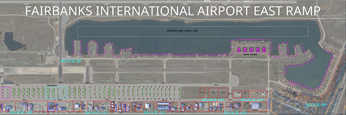 map of the East Ramp of Fairbanks International Airport