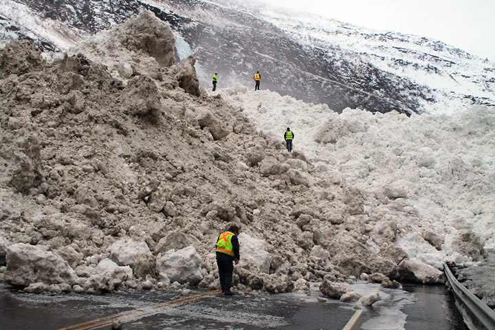 Avalanche damage to Richardson Hwy in Alaska