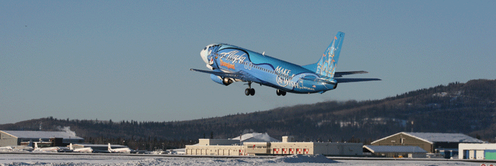 photo: Alaska Air flight takes off from FAI