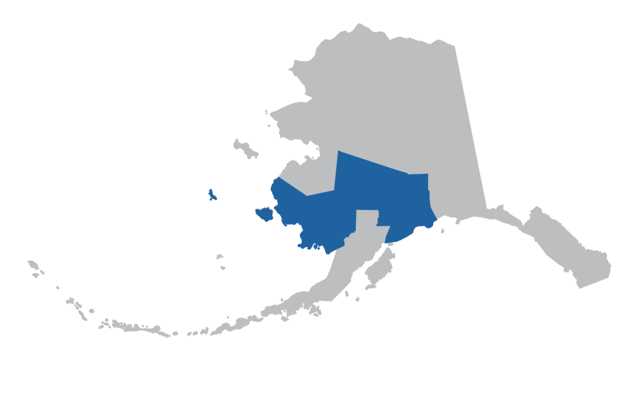 simple map of Alaska showing the Central DOT&PF region