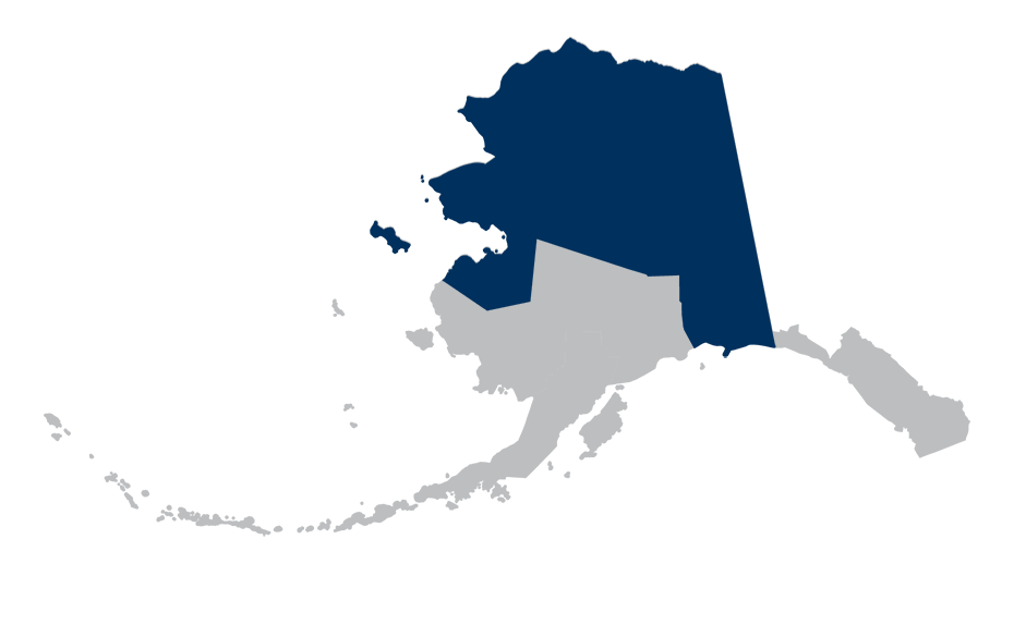 simple map of Alaska showing the Northern DOT&PF region