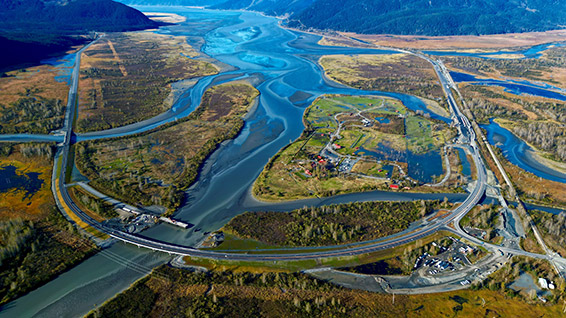 Drone view of the Seward Highway
