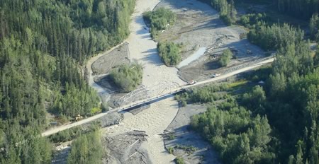 Aerial view of the Lakina River Bridge