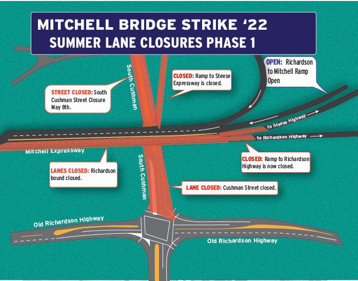 Mitchell Expressway Bridge damage detour map