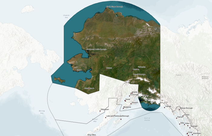 map of alaska with Northern Region area highlighted