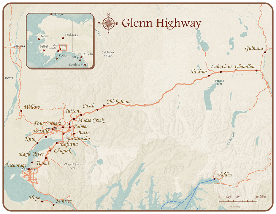 map of the Glenn Highway