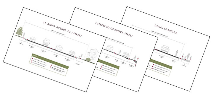 collage of 3 pages from the proposed typical cross-sections document