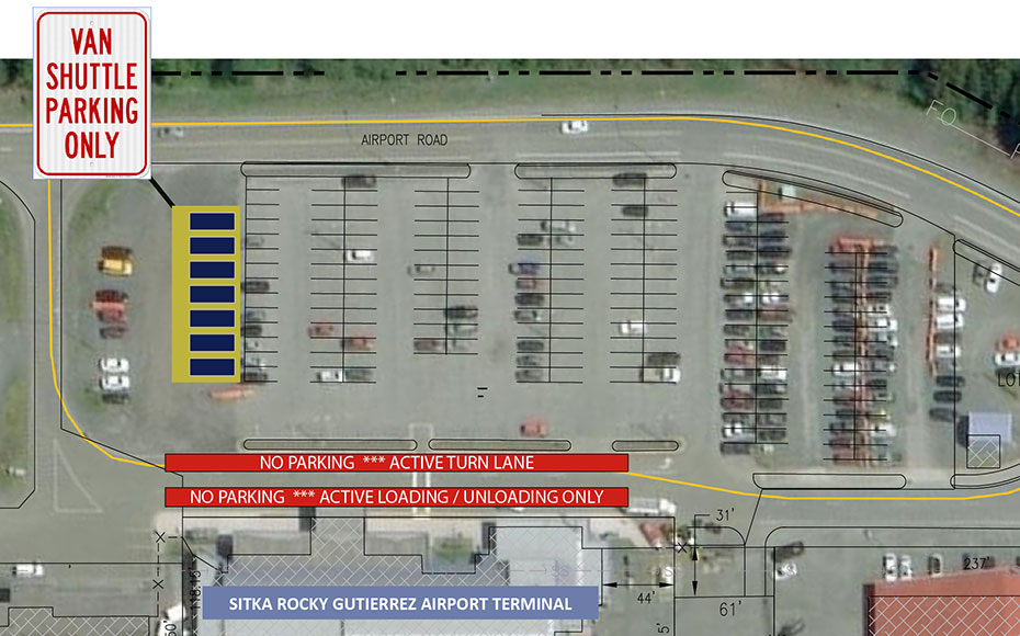 Sitka Rocky Gutierrez Airport Van Shuttle Parking Area