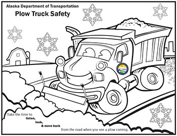 line image of a snowplow for coloring in