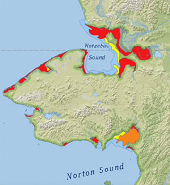 Forecasted sea ice areas of western Alaska