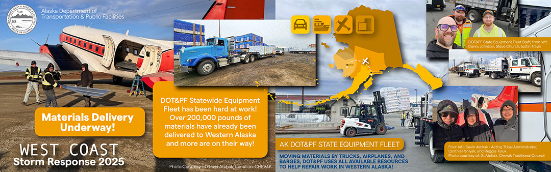 collage of storm response updates in a web graphic